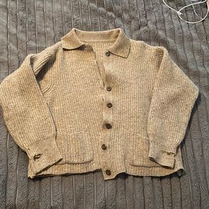 Wool Mark Fuzzy button up sweater